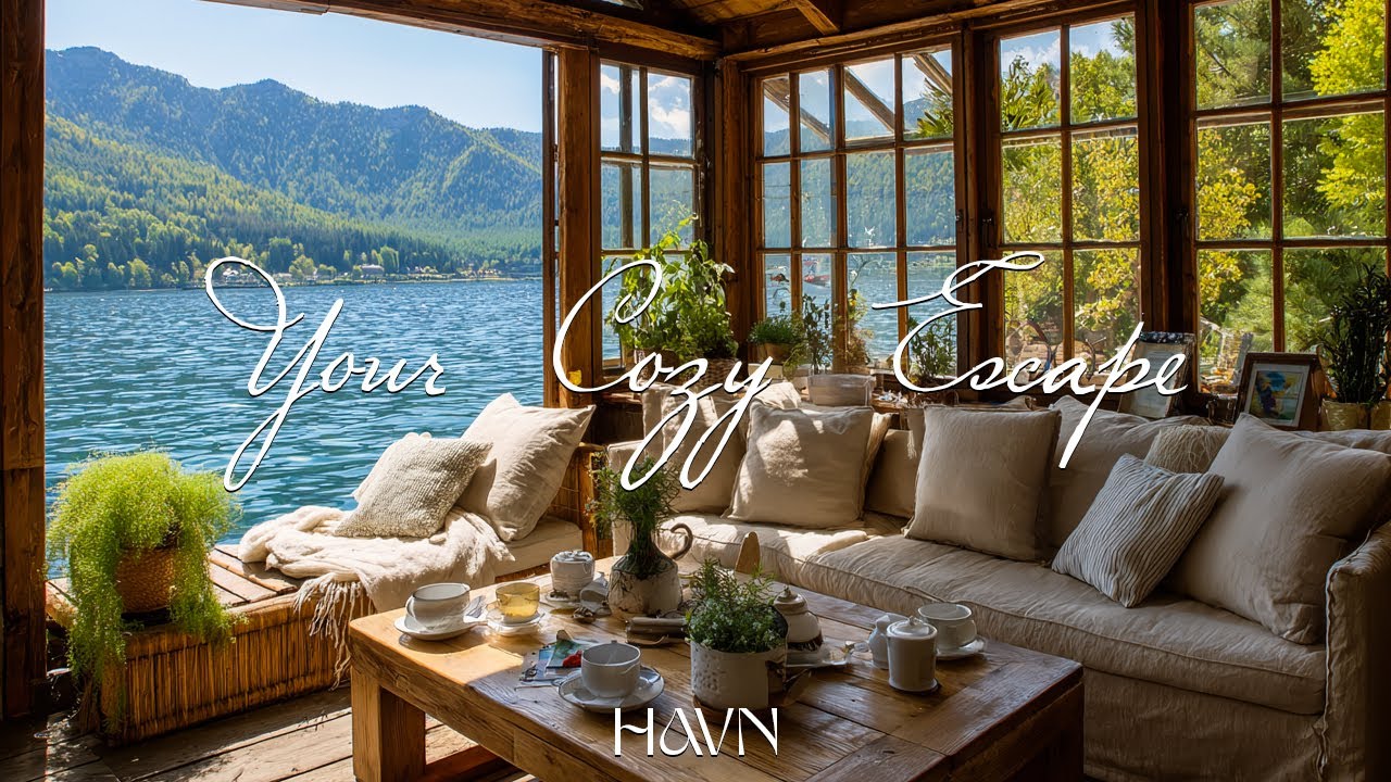 Daylight Relaxing Jazz Cabin for Positive Energy | Quiet Lakeside Jazz Background Music for Unwind