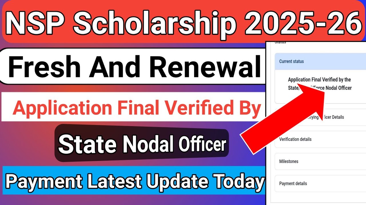 NSP 2025-26 Payment | NSP Fresh And Renewal Payment | Application verify State Nodal Officer 
