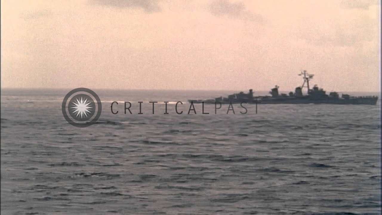 USS Forrestal (CVA-59) and destroyers in the Atlantic Ocean during a fleet review...HD Stock Footage