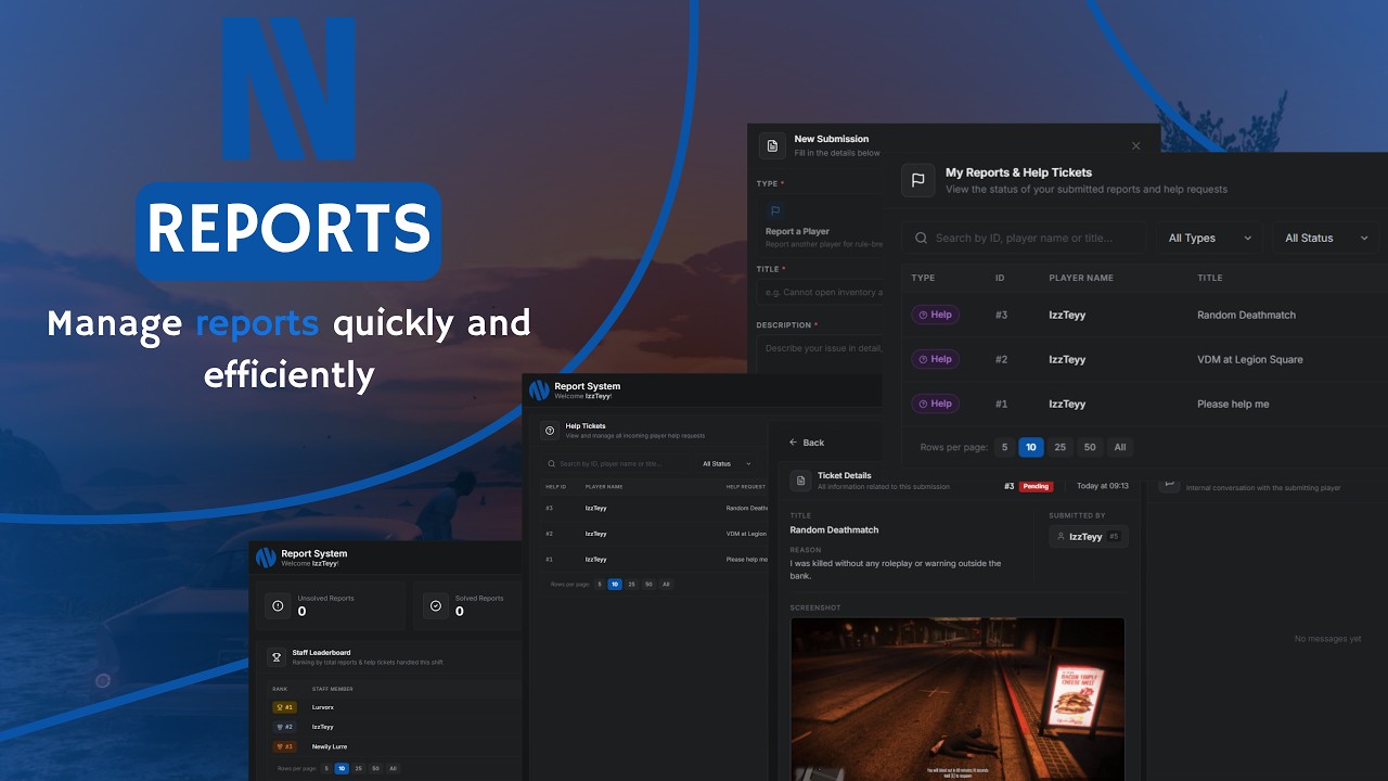 Newily Reports V2 | ESX & QB-Core | FiveM Report System Script