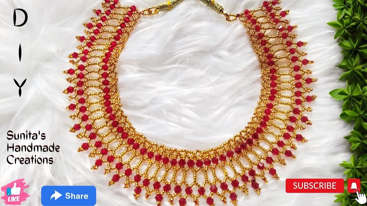How To Make Beautiful Latest Design Crystals & Beads  Necklace/नेपाली बजारमा भाइरल नेक्लेस/ D I Y