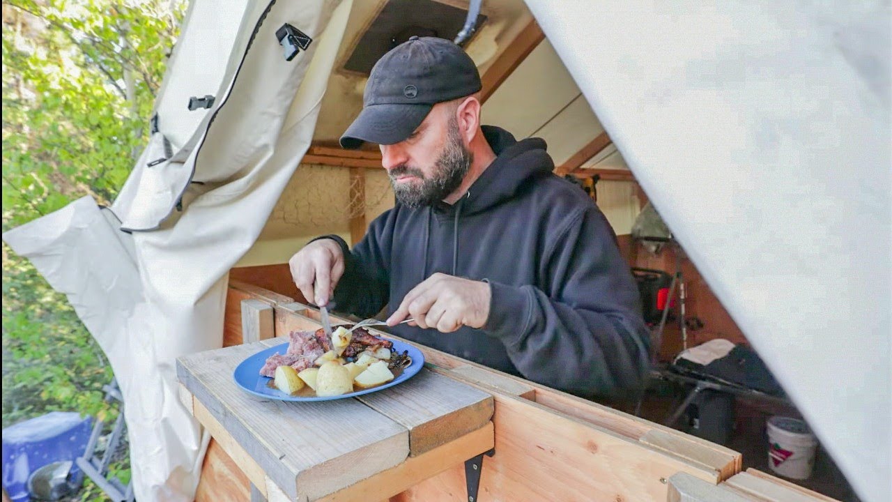 Winter Prep. Salt Beef. Canvas Tent with Wood Stove