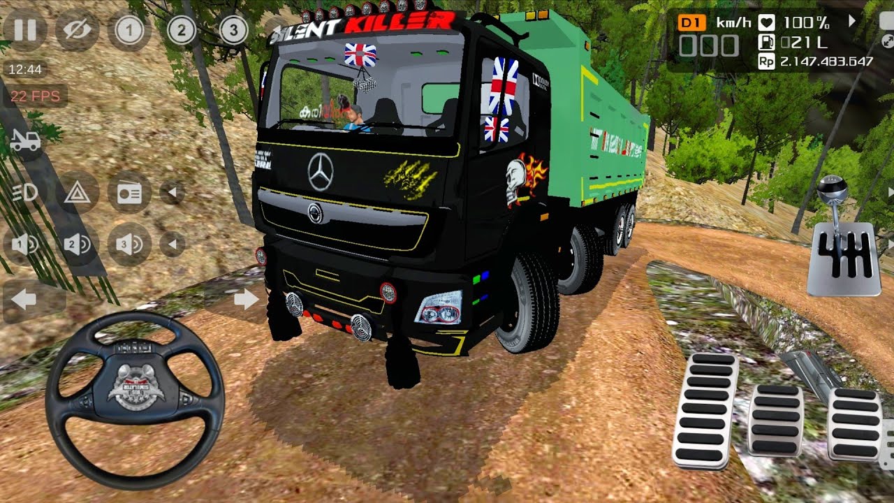6×6 Power Full ndian Bharat Benz Tipper 12 Wheeler Truck Heavy Driving In Off-road | Bus Game 