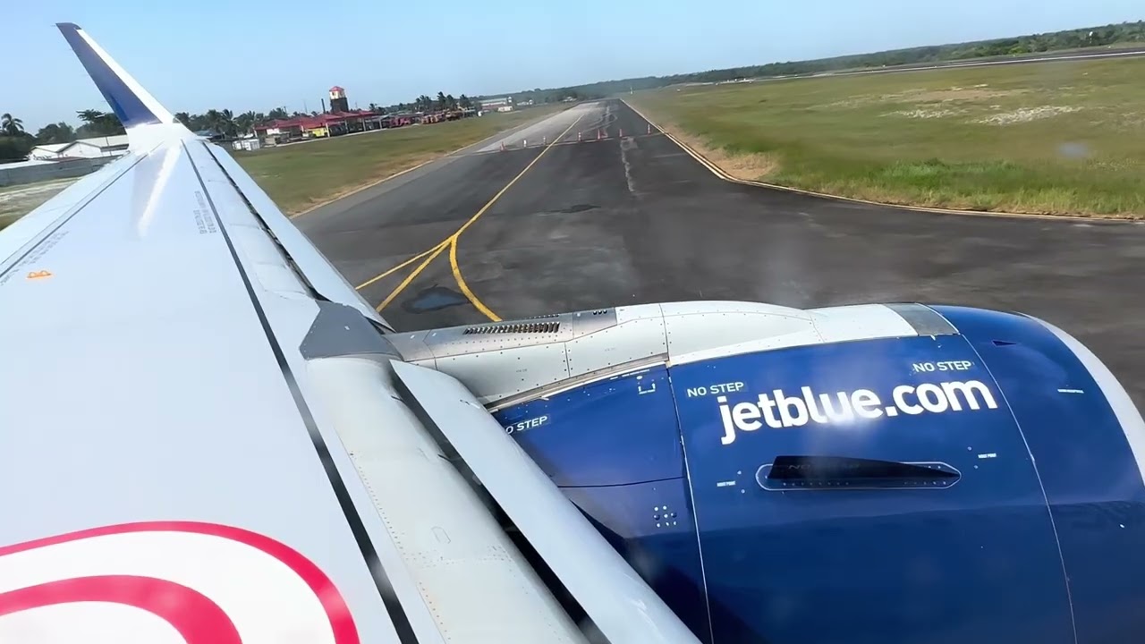 CJIA, Guyana, take off to JFK. 