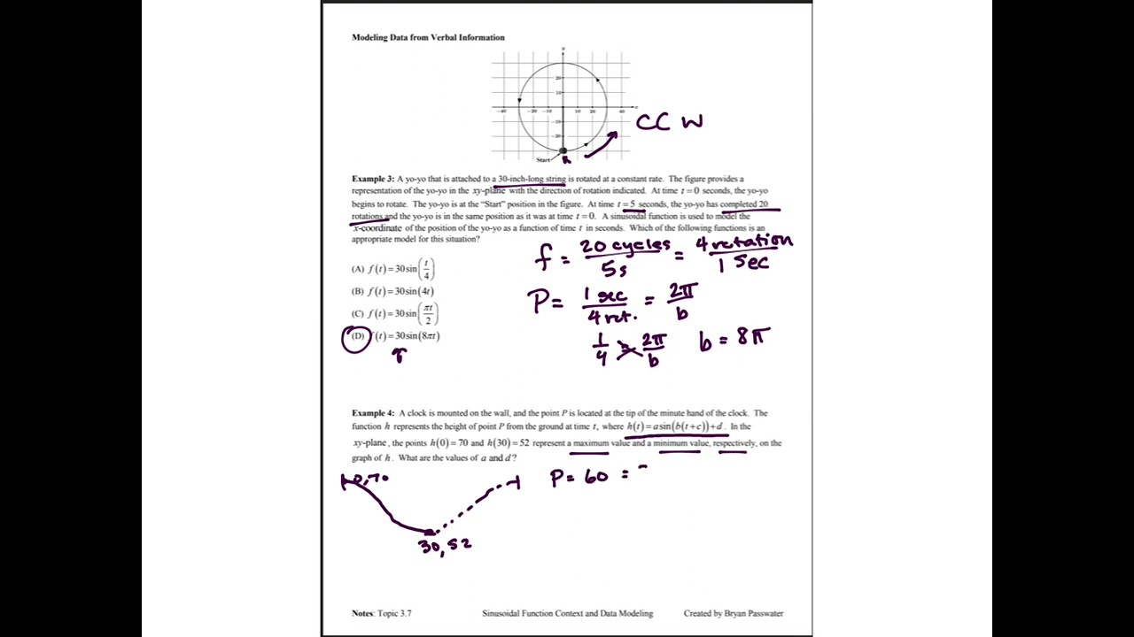 3.7 Sinusoidal Function Context and  Data Modeling