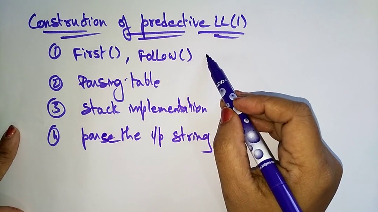 LL(1) parser | First and Follow functions | CD | Compiler Design | Lec-14 |  Bhanu Priya