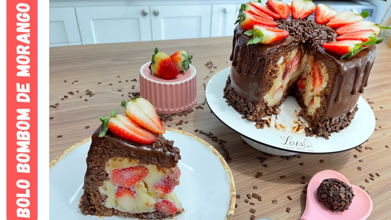 BOLO BOMBOM DE MORANGO 🍓