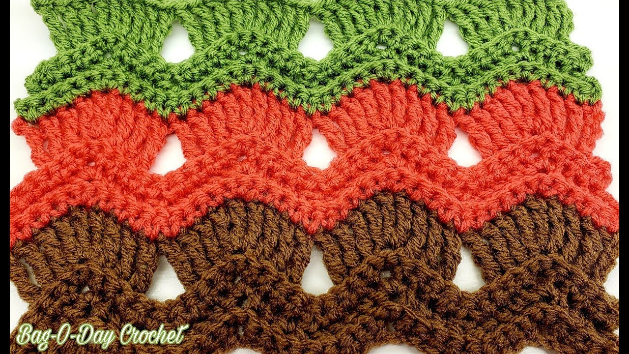 How To Crochet The Vintage Fan Ripple Stitch | BAGODAY CROCHET  TUTORIAL #519