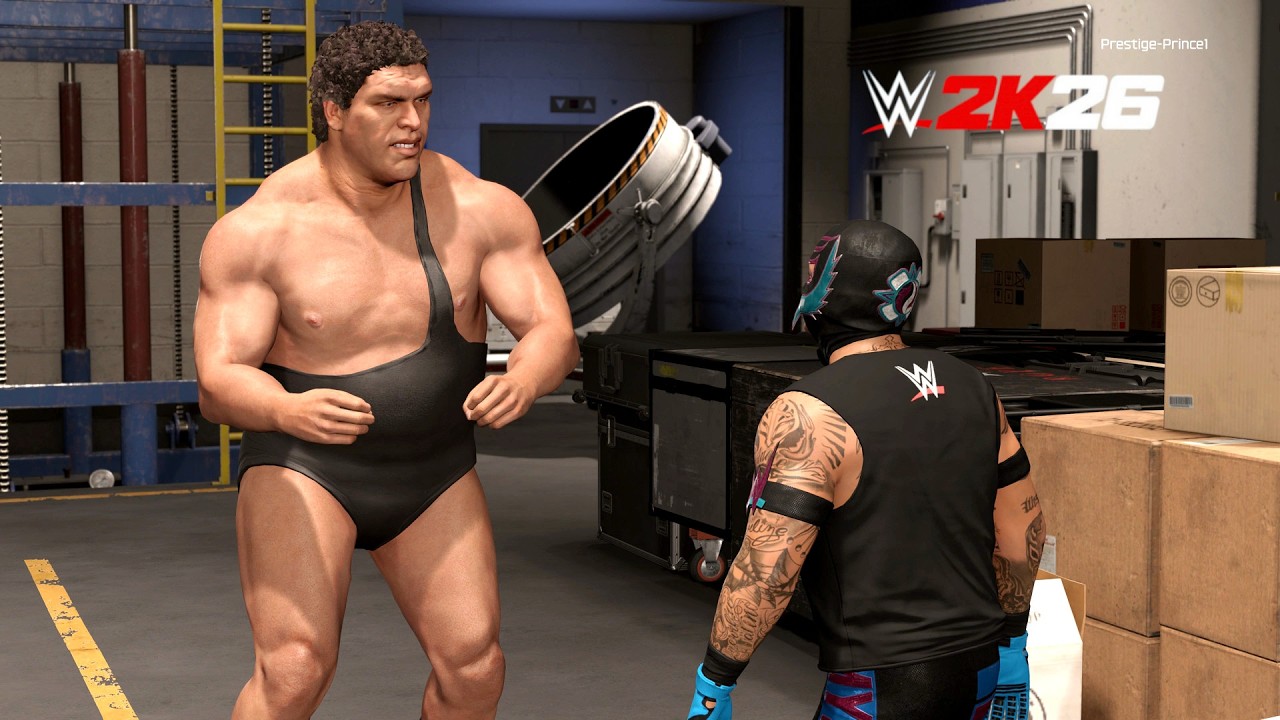 WWE 2K26 - Андре Гигант против Рея Мистерио | Закулисная драка (PS5)