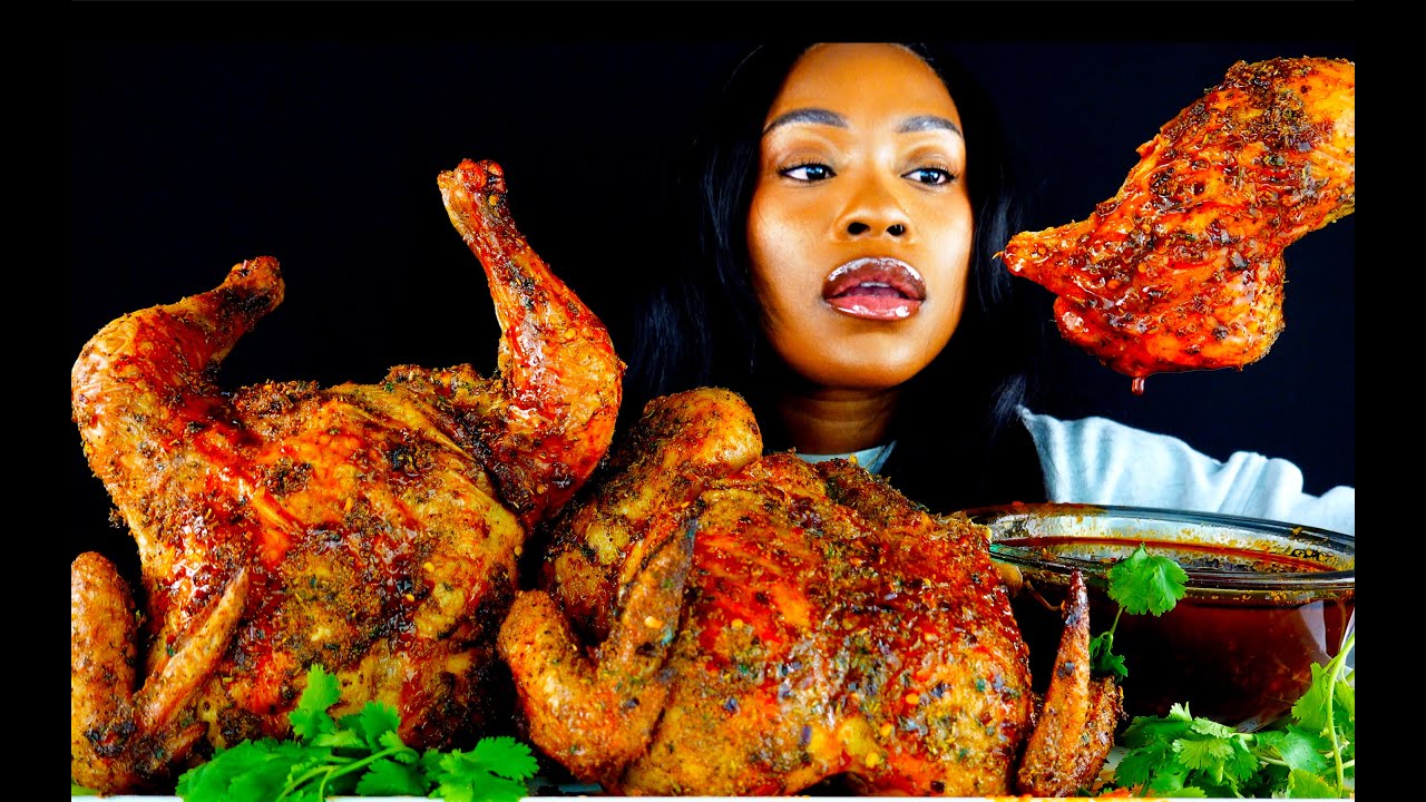 ASMR Whole Rotisserie Chicken Mukbang with Nuclear Fire Cheese Sauce | No Talking Eating Sounds