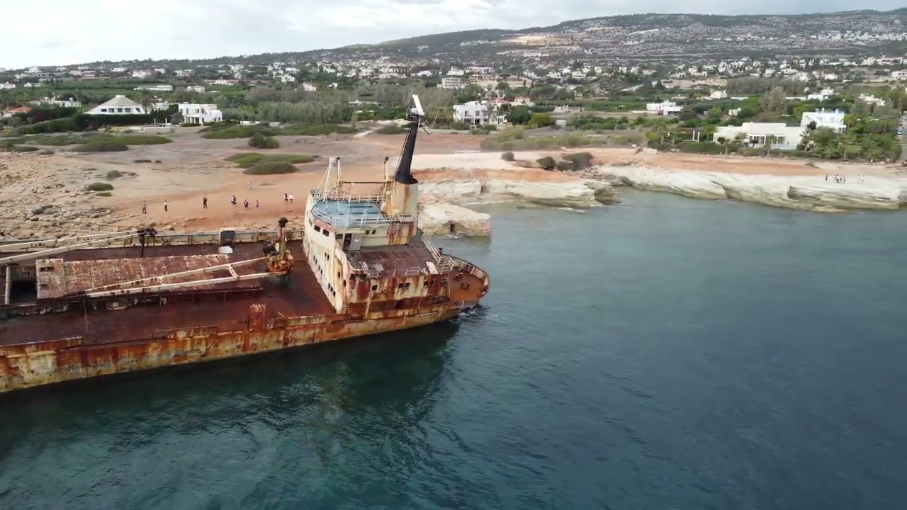 Cypr Pafos wrak Edro III z lotu ptaka #cypr #pafos #wrak #dron