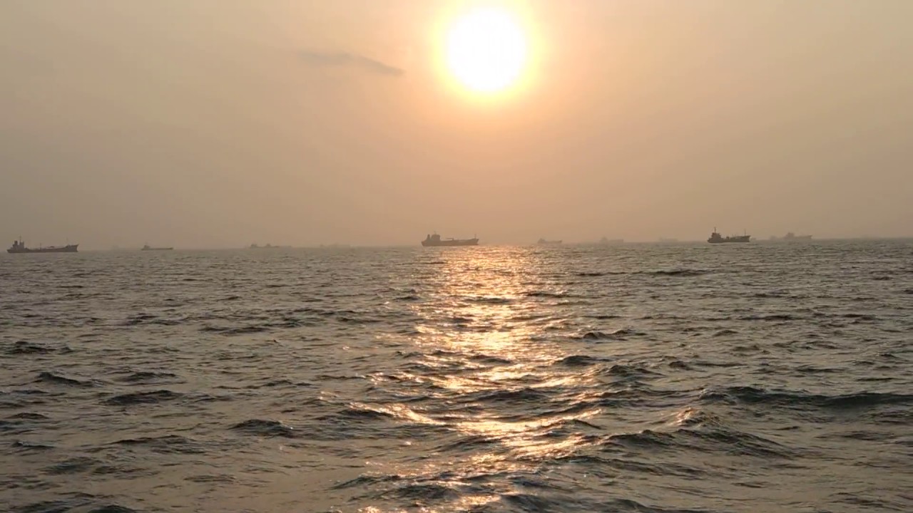 Sunset, Water, Ocean, Sunset, Sun, Ships