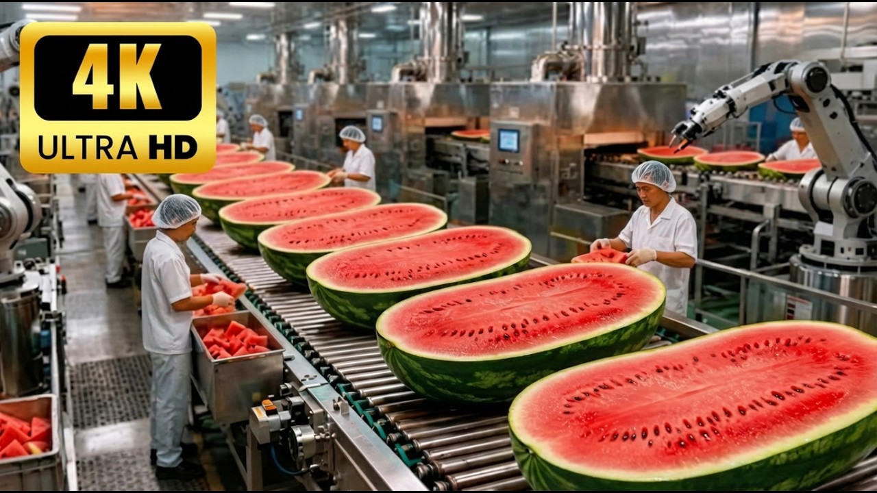 Inside a Modern Watermelon Juice Factory | From Farm to Bottle