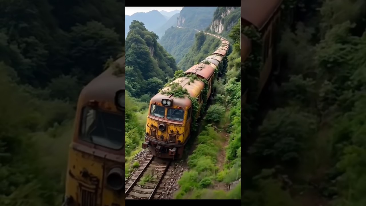 Train on hills#dangerous train track#nature#shorts.