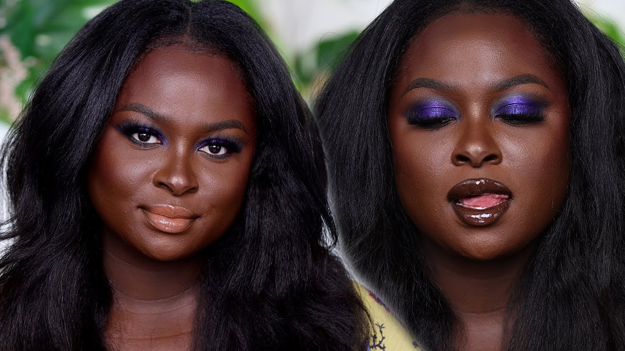 Shimmering Blue Smokey Eyeshadow Tutorial - Makeup For Dark Skin | Ohemaa