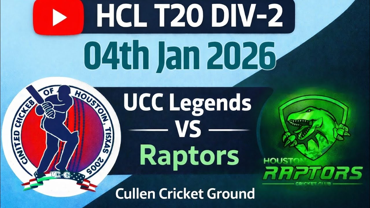 HCL T20 Div2 : UCC Legends vs Raptors : 4th Jan 2026 : 09 am