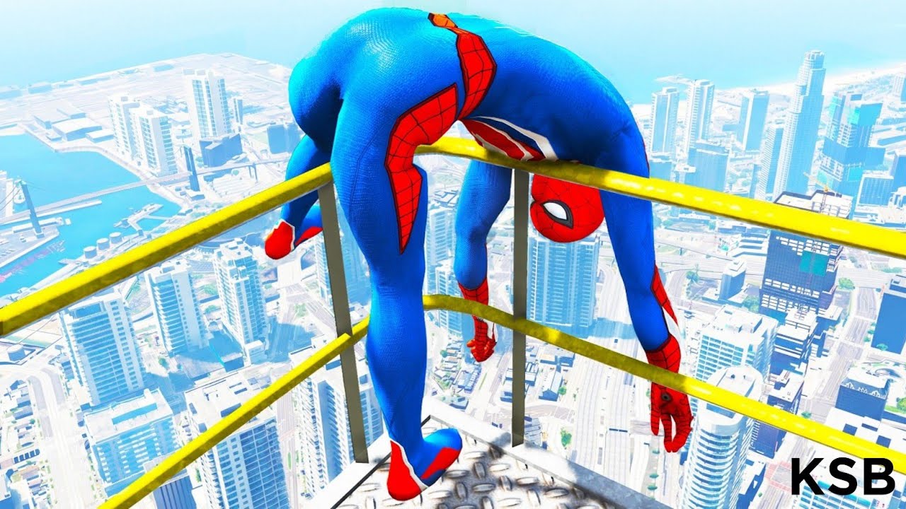SPIDERMAN CRAZY JUMPS/FALLS #6 (GTA 5 Spider-Man Fails)