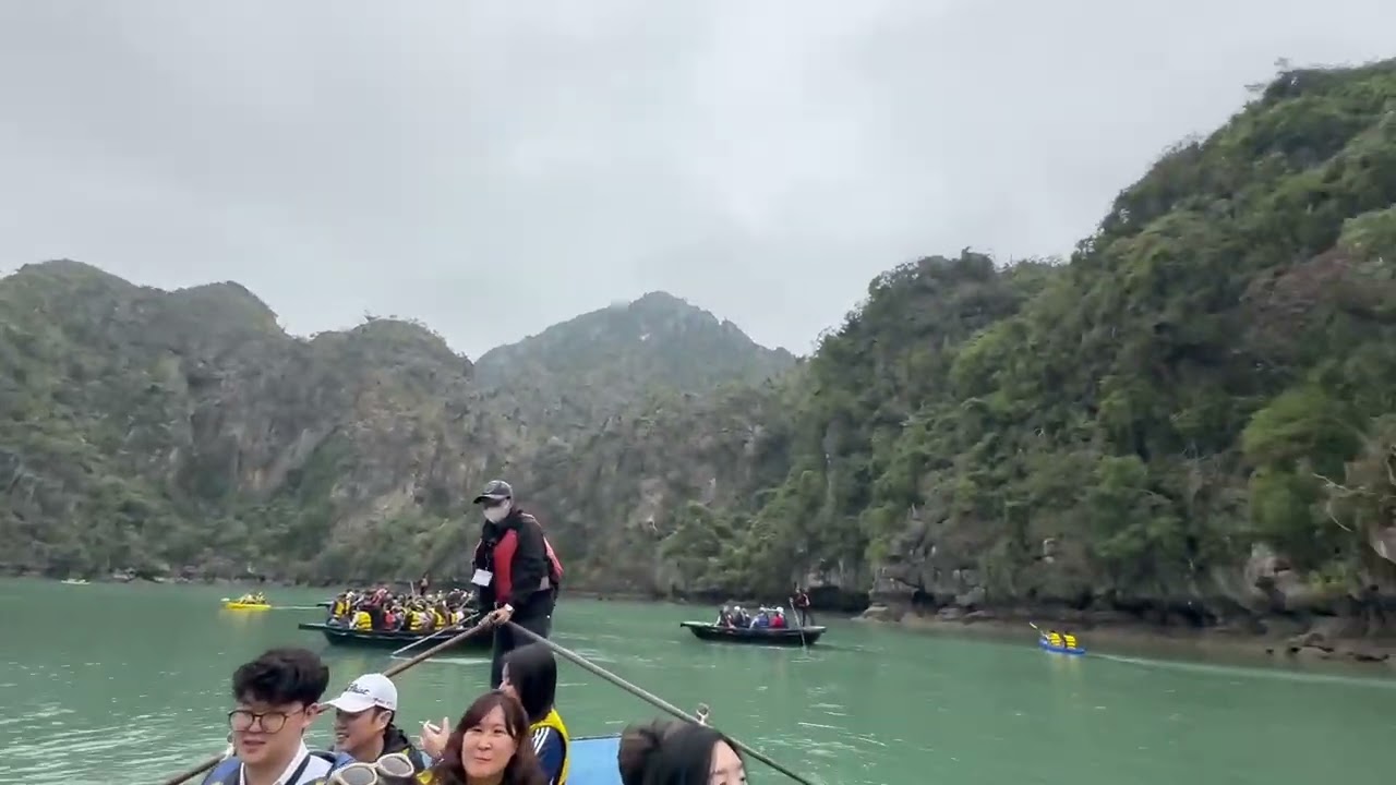 On a bamboo boat at Bo Hon island in Halong Bay, Vietnam 2