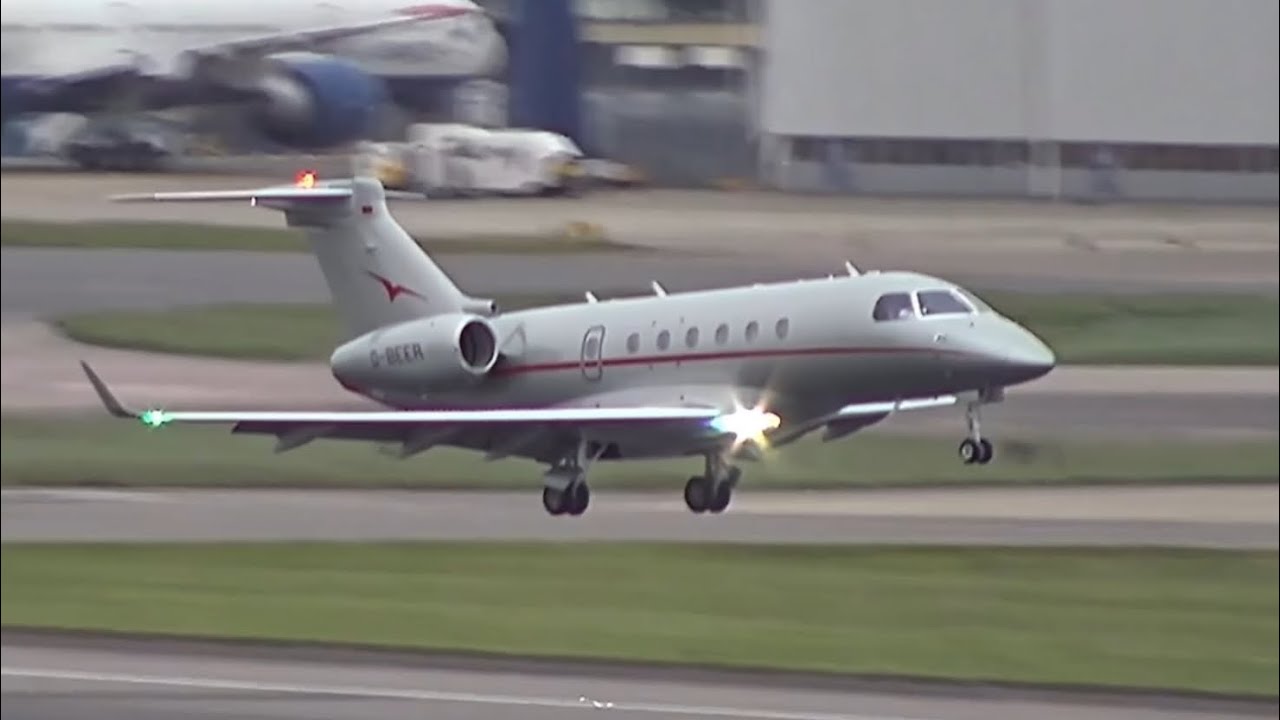 Heathrow Private Jet Landings And Takeoffs | HD | [Credit: Flight Focus 365]