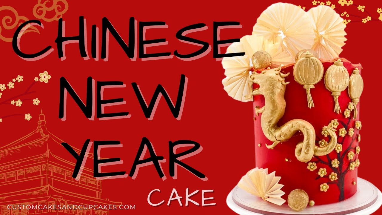 CHINESE NEW YEAR Cake Tutorial: How to Make a Fondant Dragon, Gold Lanterns, Wafer Paper Fans, Lunar