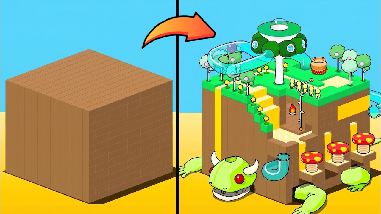 何もない「無」→「巨大カメ」に育てるが天才でも一発クリアは無理ぽよ【 GROW Cube 】実況