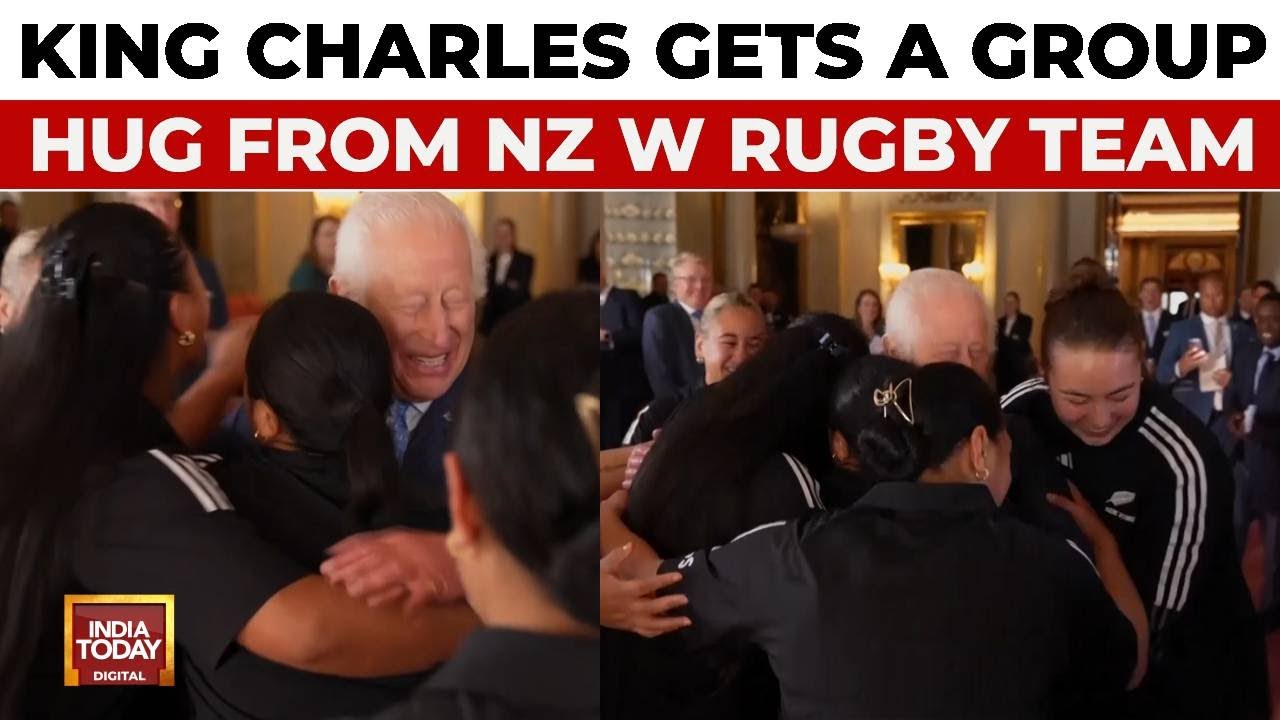 King Charles Gets A Group Hug From The New Zealand Women's Rugby Team | International News Updates