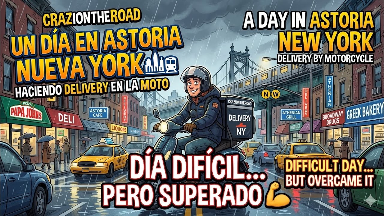 😡😡DIFFICULT DAY... BUT OVERCAME IT.💪💪A DAY IN ASTORIA NEW YORK DELIVERY BY MOTORCYCLE🏍🏍