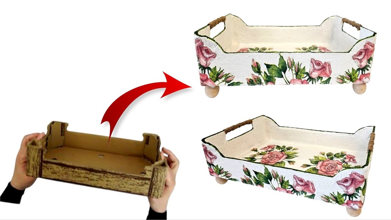 Don't throw away Cardboard Fruit Boxes, You can make a Nice decorative Tray/Diy kitchen decor