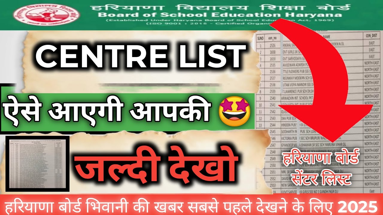 Haryana Board Bhiwani centre list 2025 / hbse class 10th 12th centre list 2025 out hbse centre list.