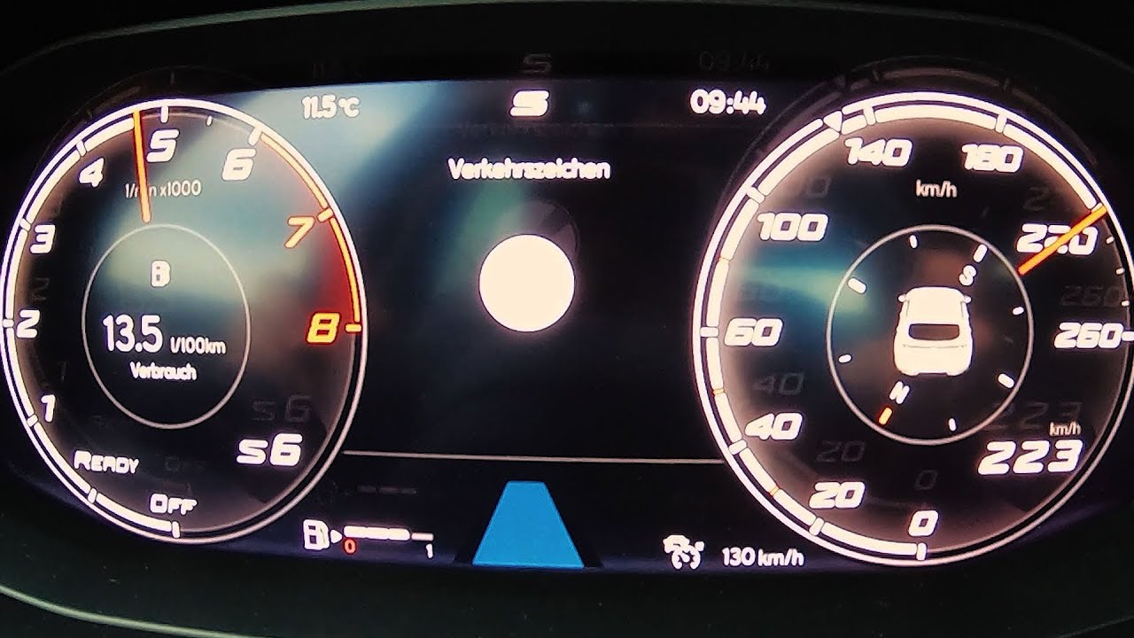 Tachovideo Seat Leon FR 1.5 eTSI 150PS 2020 0-100 kmh kph 0-60 mph Beschleunigung Acceleration