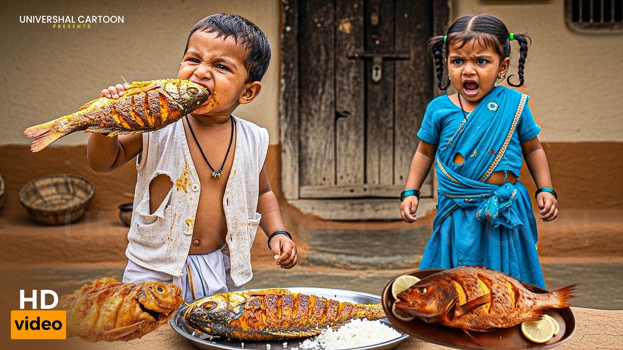 छोटे पति पत्नी की फनी मछली पकड़ने की कहानी | New Hindi Cartoon Video