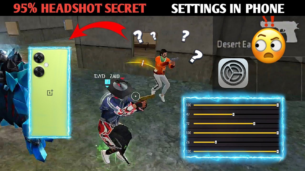 SECRET SETTINGS ⚙️ HIDE HEADSHOT SETTINGS ENABLED 95% HEADSHOT RATE IN ONE PLUS NORD CE 3 LITE FF