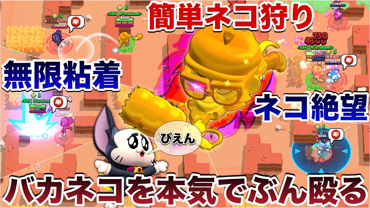 【ブロスタ】最強『ゴールデンミコ』使って害悪ネコ「キット」を本気でぶん殴って煽り倒してみたWWWWWWWWWWWW