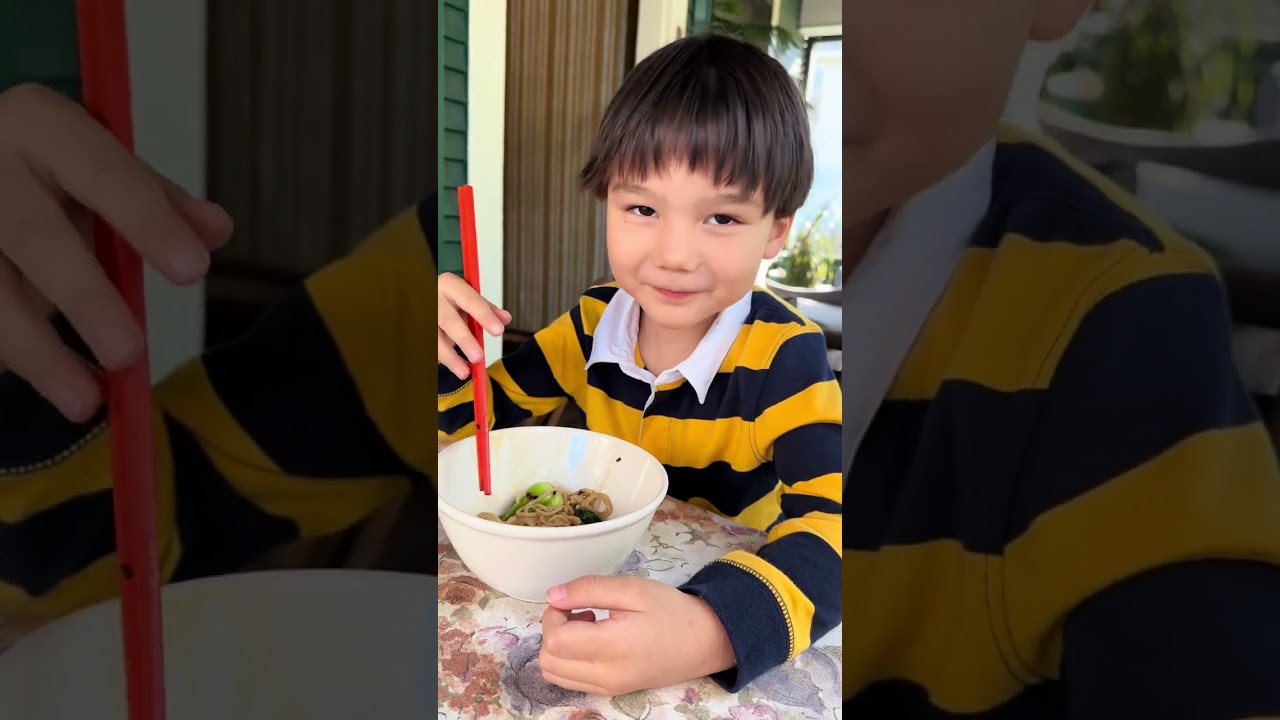 爸爸@Ben爸笨先生 给我们做了惊喜早餐就去上班了，每一样都好好吃，特别是pancake，没想到爸爸粗矿的外表下藏着一颗温柔浪漫的心