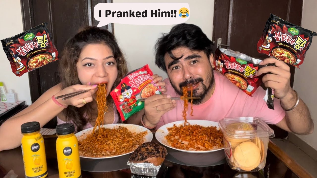 Spicy Ramen Noodles challenge🔥Prank on husband🤣