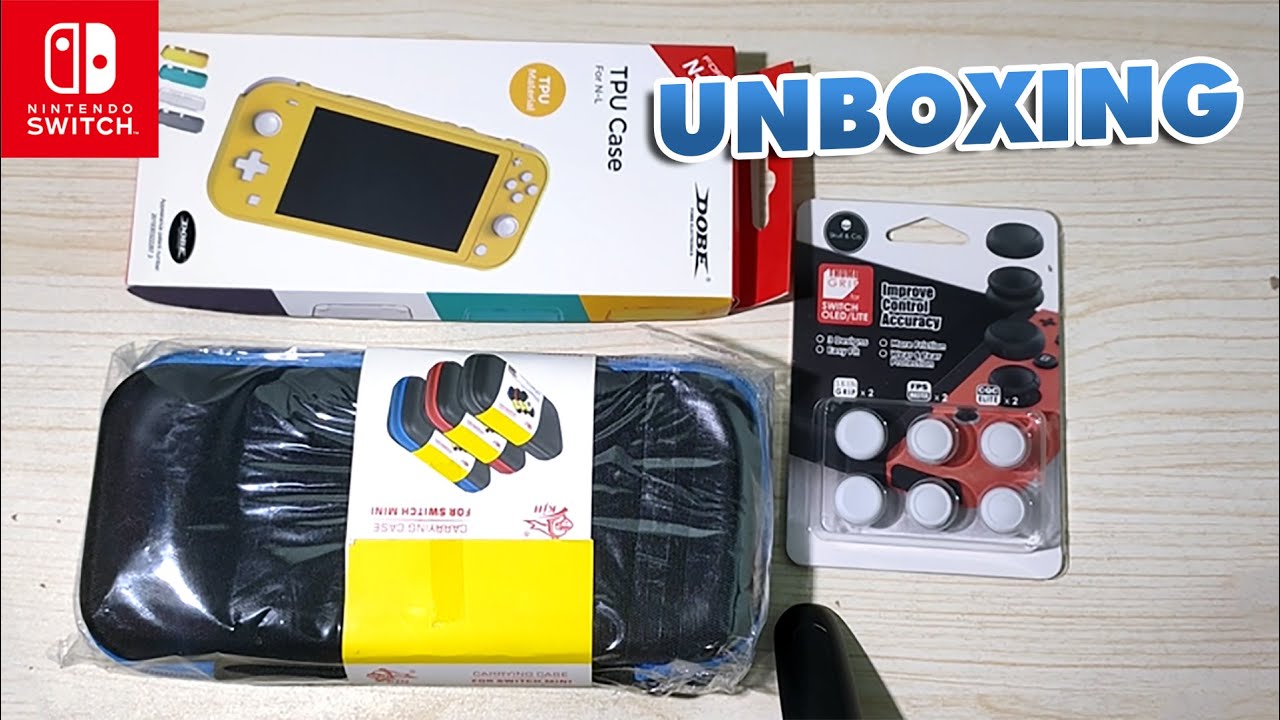 Unboxing CASE, POUCH, THUMB GRIP Nintendo Switch Lite