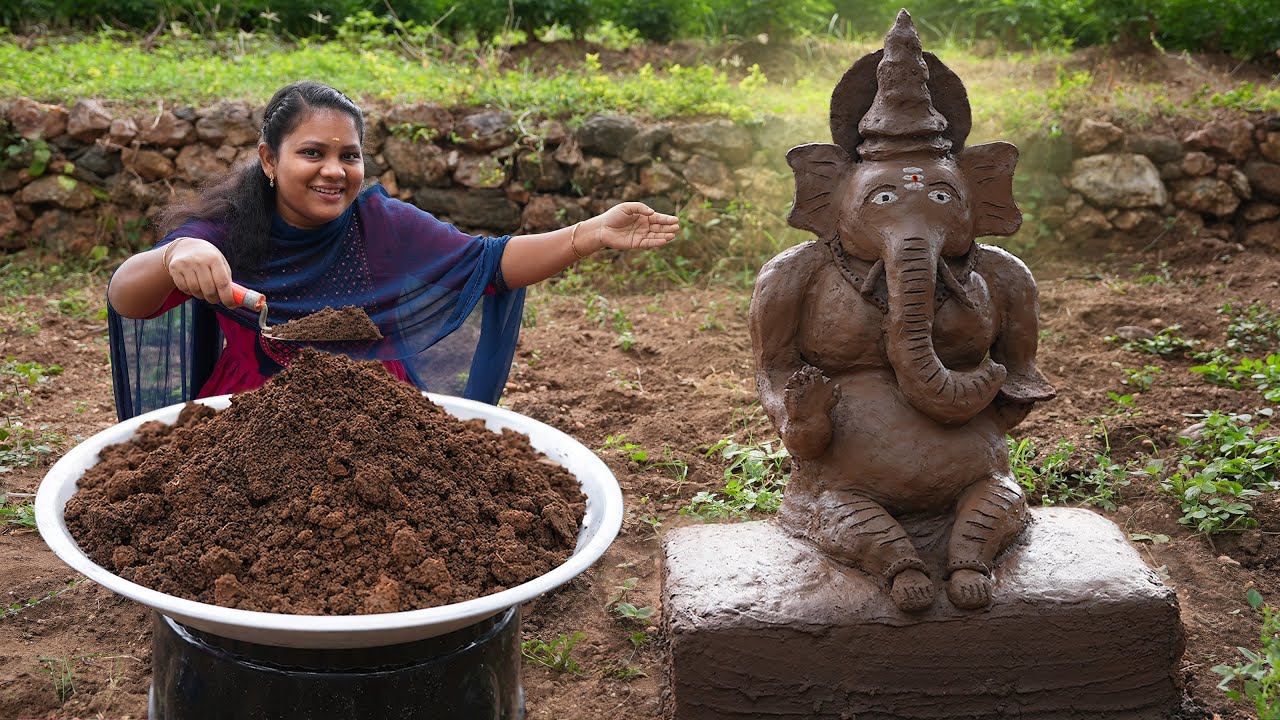 CLAY VINAYAGAR IDOL MAKING | வீட்டுலேயே எளிய முறையில் விநாயகர் சிலை செய்முறை | Eco Friendly Ganesh 🌿