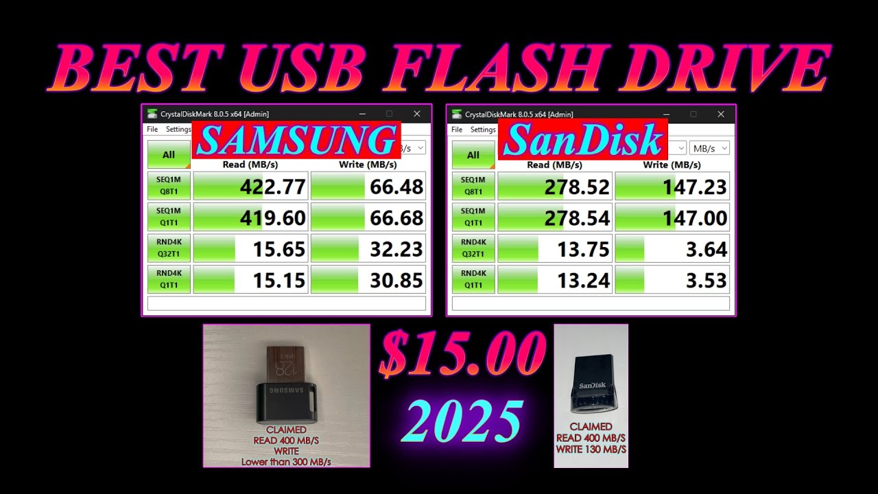 BEST USB FLASH DRIVE UNDER $15 (SanDisk 128GB Ultra Fit USB 3.1 VS SAMSUNG FIT Plus 3.1) SIZE COMP.
