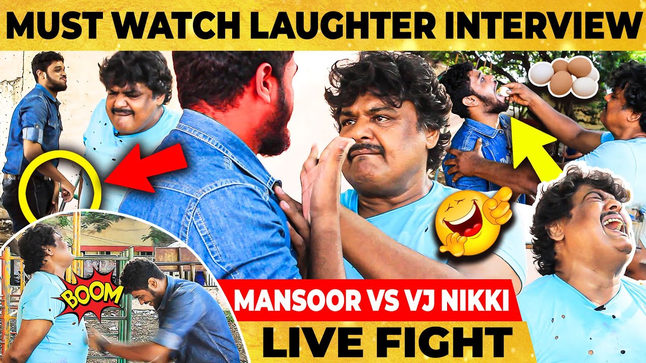 LOL🤣 அந்த இடத்தில் அடி வாங்கிய VJ Nikki! Ayiooo Poche! Mansoor's Non-Stop Laughter Ride Interview