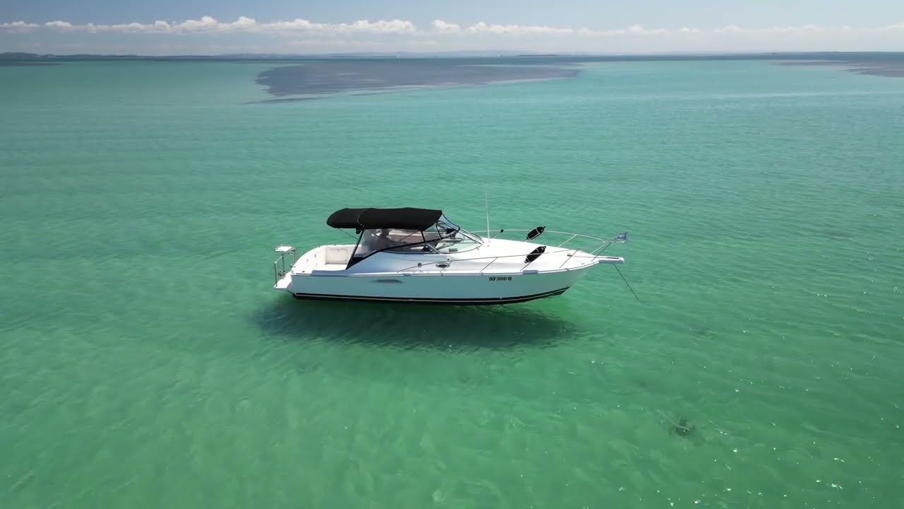 Riviera 3000, cruising Moreton Bay on the Amorosa