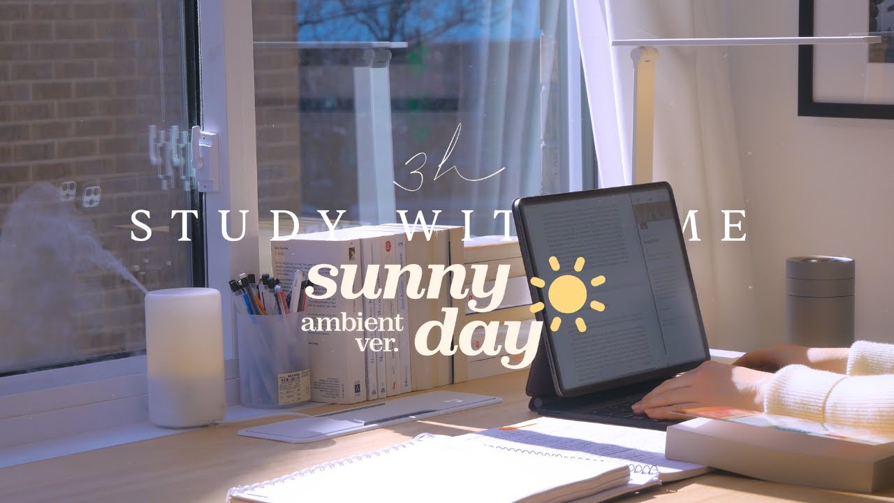 ☀️ 3-HOUR STUDY WITH ME on SUNNY DAY | Pomodoro 25-5 | 🍃 Nature Sounds | Sunny Spring Day | No Music