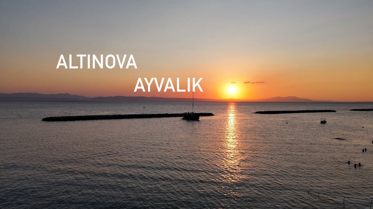Drone gözüyle Altınova Ayvalık plajları ve iskelesi