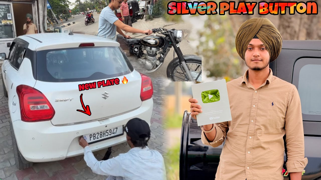 Silver play button agea🔥❤️ NEW NUMBER PLATE FOR SWIFT💸