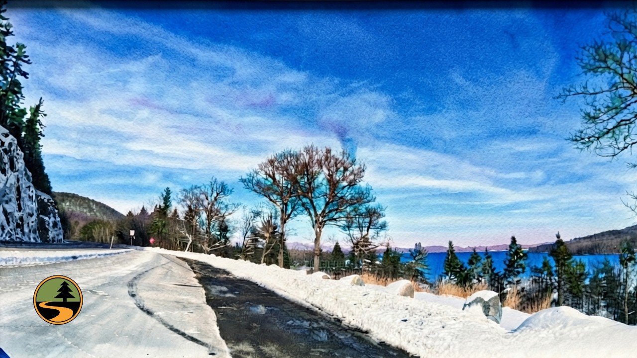 Winter drive around Lake Winnipesauke, New Hampshire