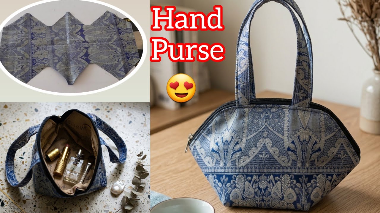 🟣Hand Bag making at home with cloth🧵How to  make a handmade bag with cloth✂️Fancy Hand Bag making 👜
