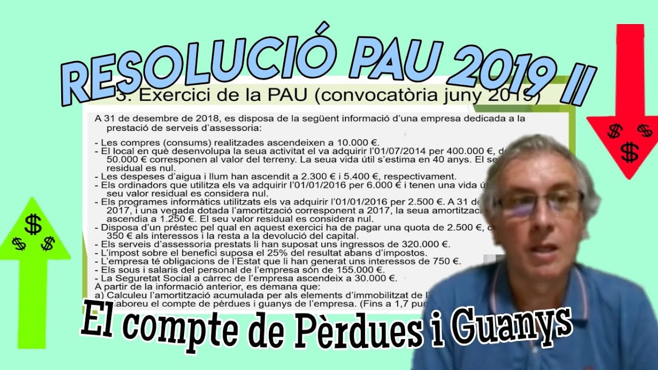 Examen #PAU Economia de l'empresa. Compte de Pèrdues i Guanys