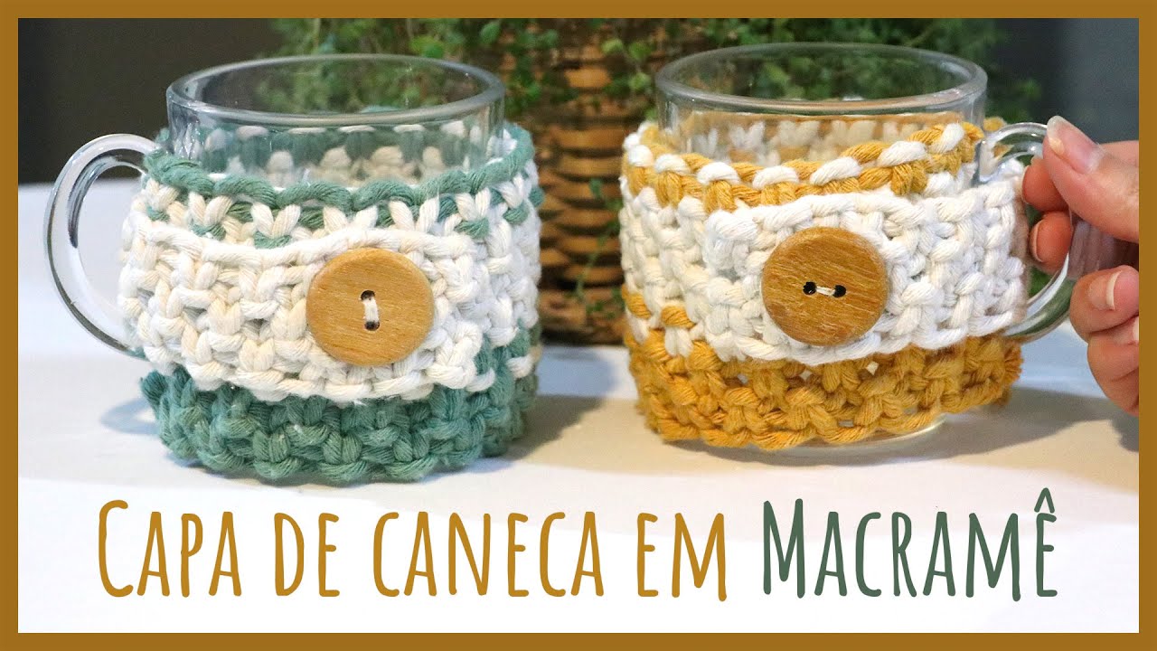☕ Capa de Caneca em Macramê | Tutorial Fácil com 1 Nó!