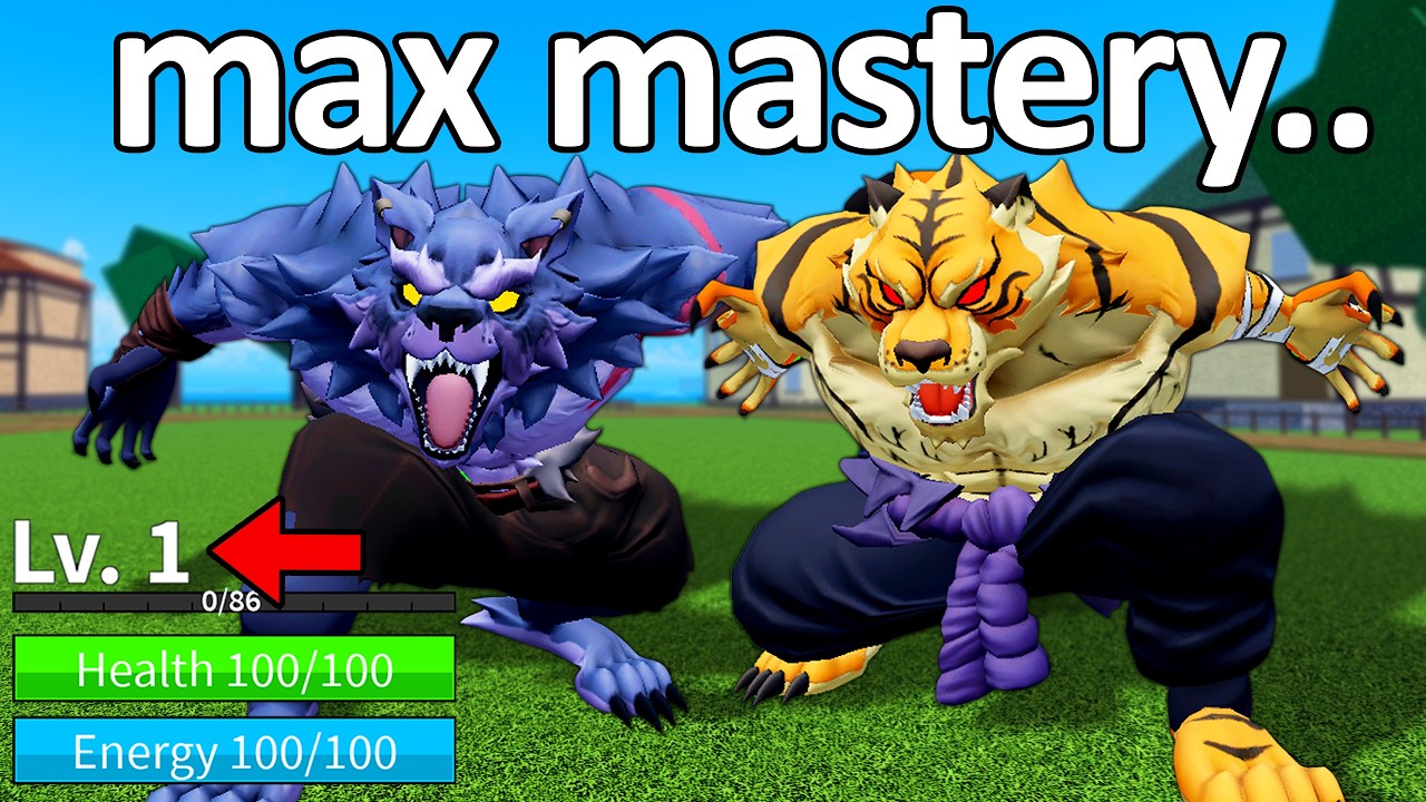 Уровень 1 с MAX Tiger и Werewolf в Blox Fruits