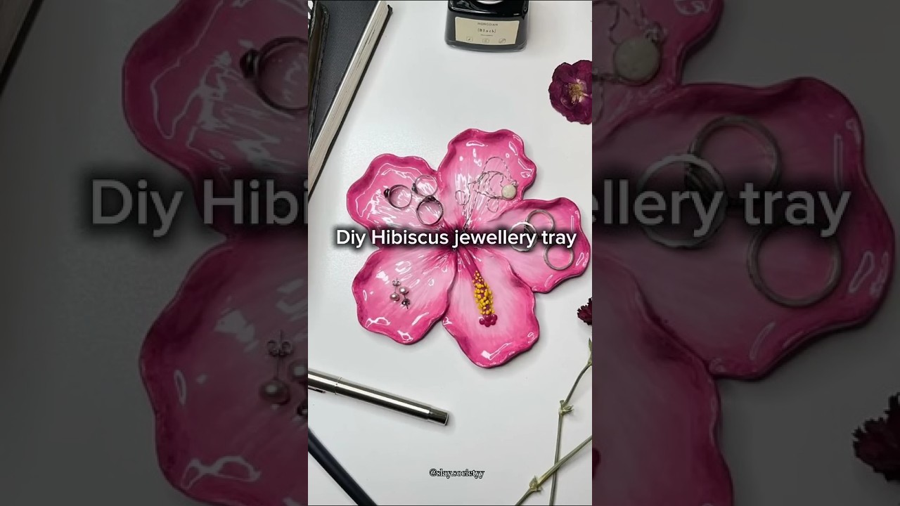 Diy hibiscus jewelry tray #diy #diyjewelry #diycrafts #fyp #craft #clay
