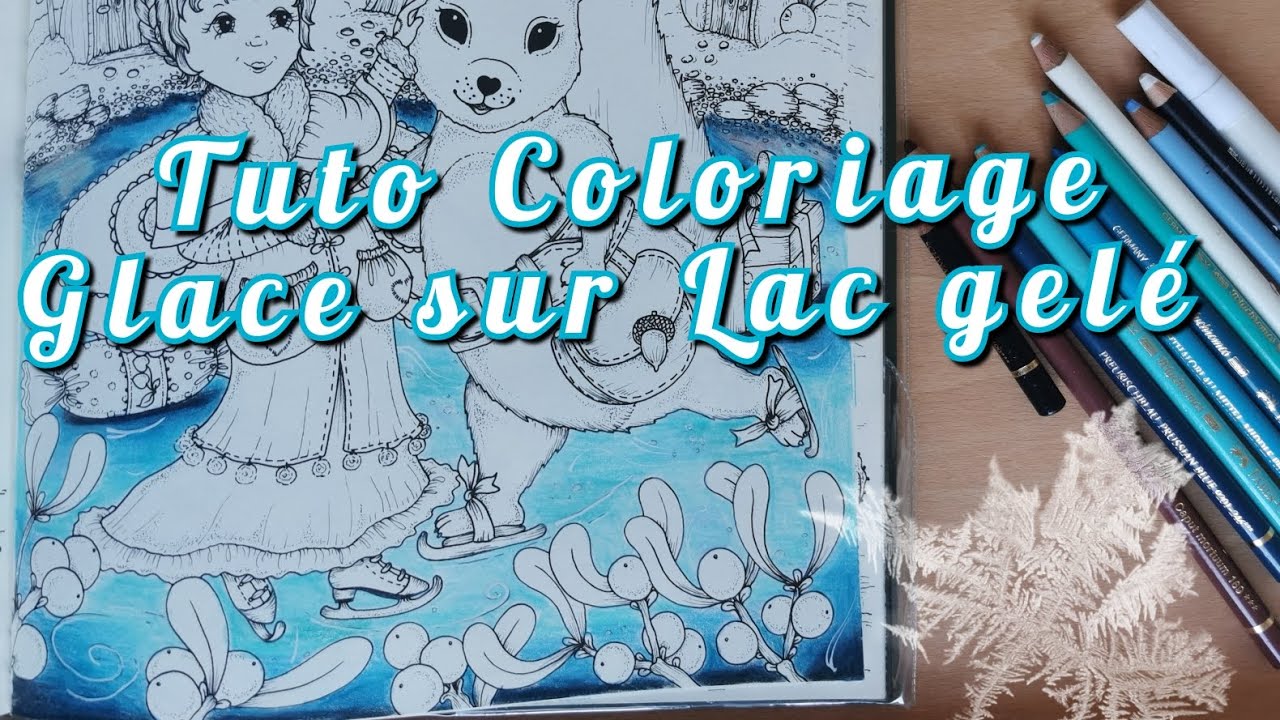 Tuto Coloriage Adulte : Glace Lac Gel&eacute; ❄️ Polychromos